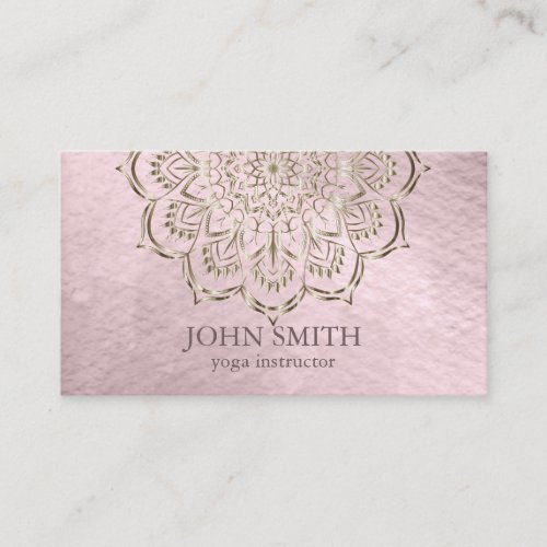 Modern Minimalist Rose Gold Lotus Yoga Instructor  Business Card