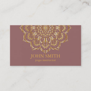 Modern Minimalist Rose Gold Lotus Yoga Instructor Business Card