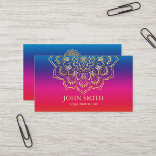 Modern Minimalist Rose Gold Lotus Yoga Instructor Business Card