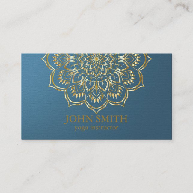 Modern Minimalist Rose Gold Lotus Yoga Instructor  Business Card (Front)