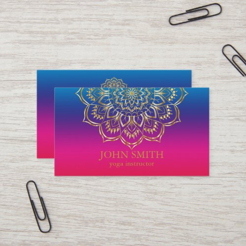 Modern Minimalist Rose Gold Lotus Yoga Instructor Business Card