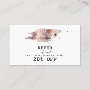 Modern Minimalist Rose Gold Washes Makeup Artist Referral Card