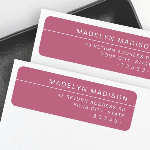 Modern minimalist rose mauve return address label