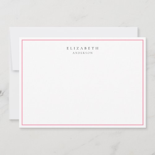 Modern Minimalist Rose Pink Single Border    Note Card