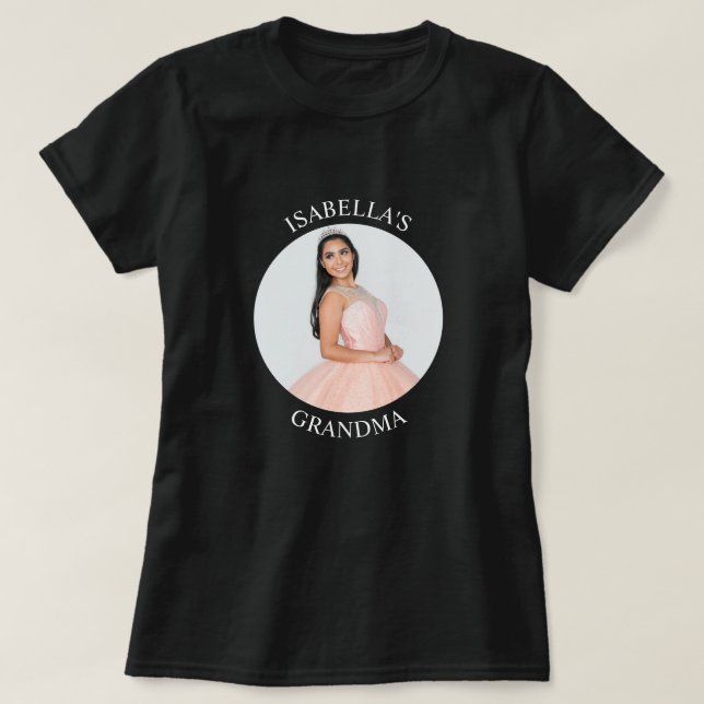 Modern Minimalist Round Photo for Grandma Dark T-Shirt (Design Front)