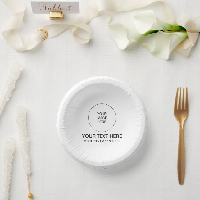 Modern Minimalist Round Template Elegant Paper Bowls (Wedding)
