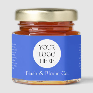 Modern Minimalist Royal Blue Business Your Logo Honey Jar Favors