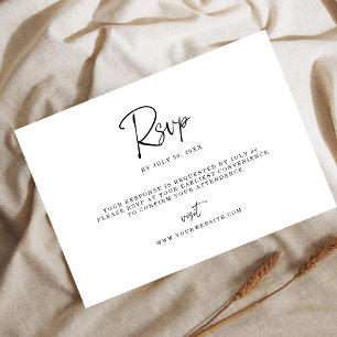 Modern Minimalist RSVP Card with Fine Line Script 