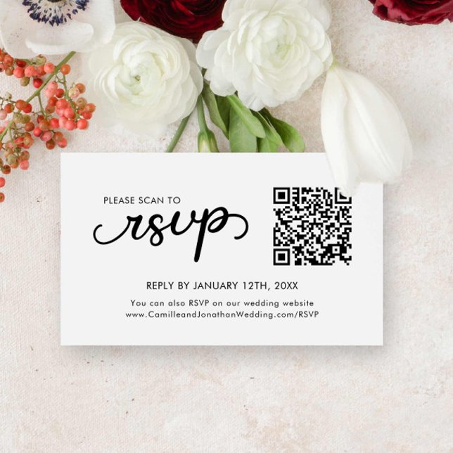 Modern Minimalist RSVP QR Code Card (Minimalist Elegant QR Code Rsvp Card)