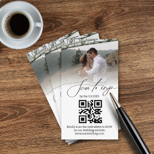 modern minimalist rsvp qr code wedding photo enclosure card