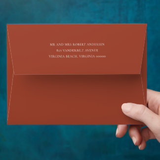Modern Minimalist Rust Teracotta Wedding Envelope 