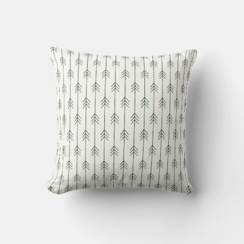 Modern Minimalist Rustic Forest Green Trees Throw Pillow