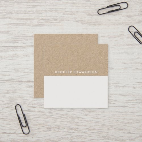 Modern minimalist rustic kraft professional  square business card