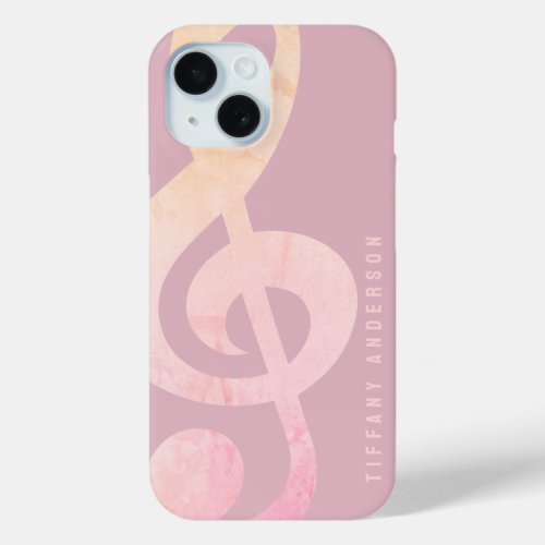 Modern Minimalist Rustic Pink Grunge Music Art iPhone 15 Case
