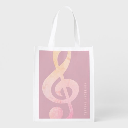 Modern Minimalist Rustic Pink Grunge Music Art Grocery Bag
