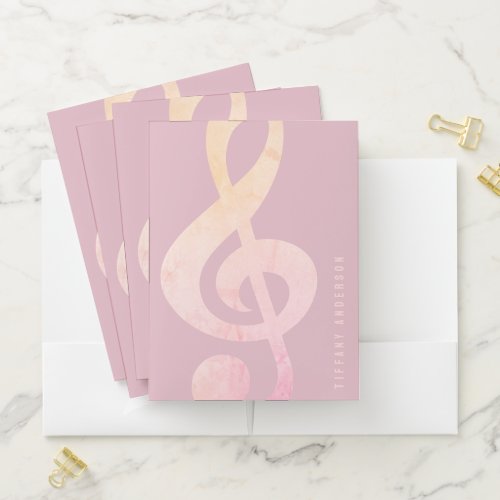 Modern Minimalist Rustic Pink Grunge Music Art Pocket Folder