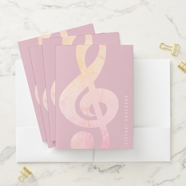 Modern Minimalist Rustic Pink Grunge Music Art Pocket Folder (In Situ)