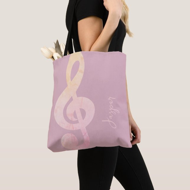 Modern Minimalist Rustic Pink Grunge Music Art Tote Bag (Close Up)