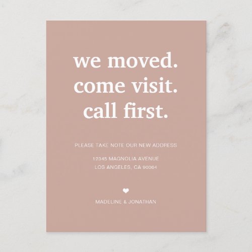 Modern Minimalist Rustic Plain Weve Moved Moving Announcement Postcard