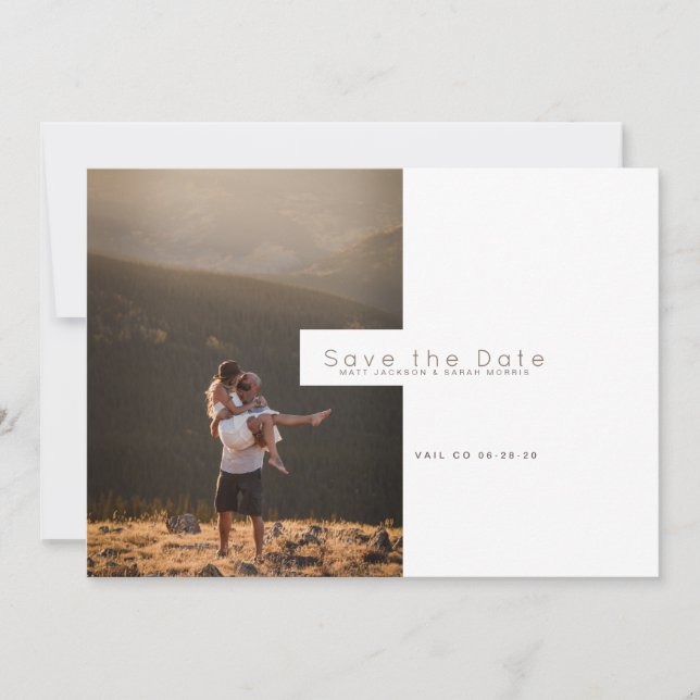 Modern Minimalist | Rustic Save the Date Photo Holiday Card (Front)