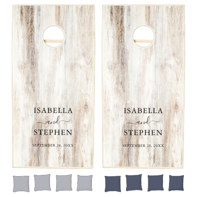 Modern Minimalist Rustic Wood Custom Wedding  Cornhole Set (Set)