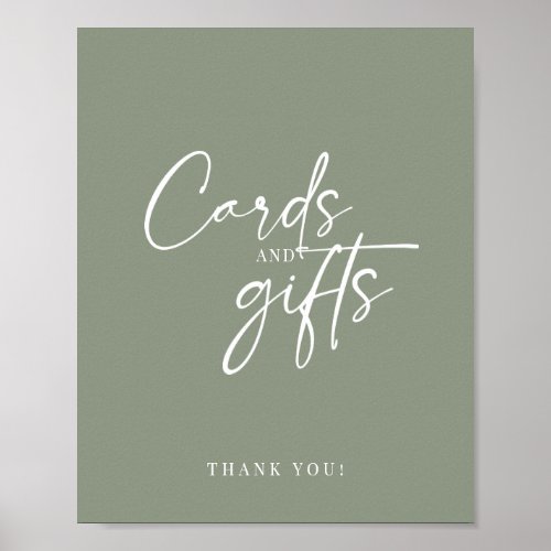 Modern Minimalist Sage Green Boho Cards and Gifts Poster