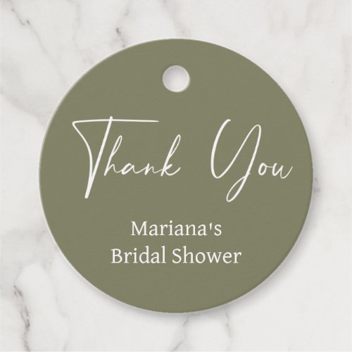 Modern Minimalist Sage Green Bridal Shower Favor Tags