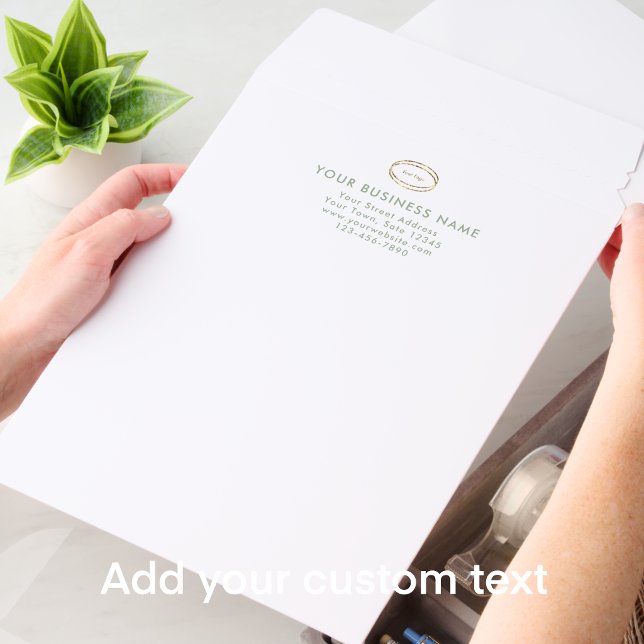 Modern Minimalist Sage Green Business Logo Envelope Mailers (Personalize this modern sage green script business logo mailer envelope.
)