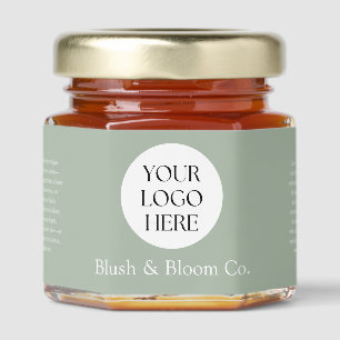 Modern Minimalist Sage Green Business Your Logo Honey Jar Favors