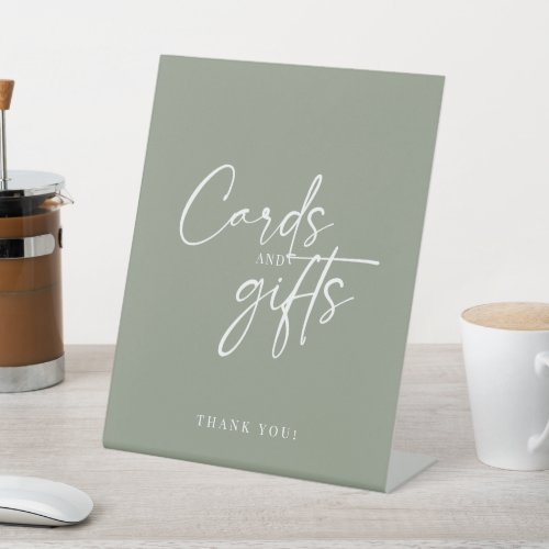 Modern Minimalist Sage Green Cards and Gifts Pedestal Sign