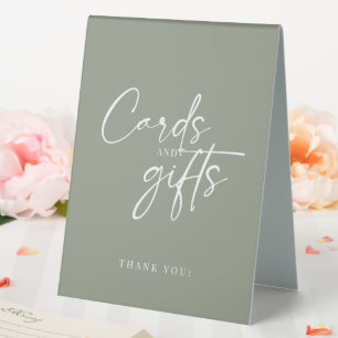 Modern Minimalist Sage Green Cards and Gifts Table Tent