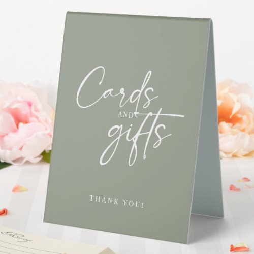 Modern Minimalist Sage Green Cards and Gifts Table Tent Sign