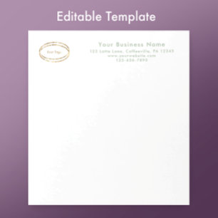 Modern Minimalist Sage Green Custom Business Logo Notepad