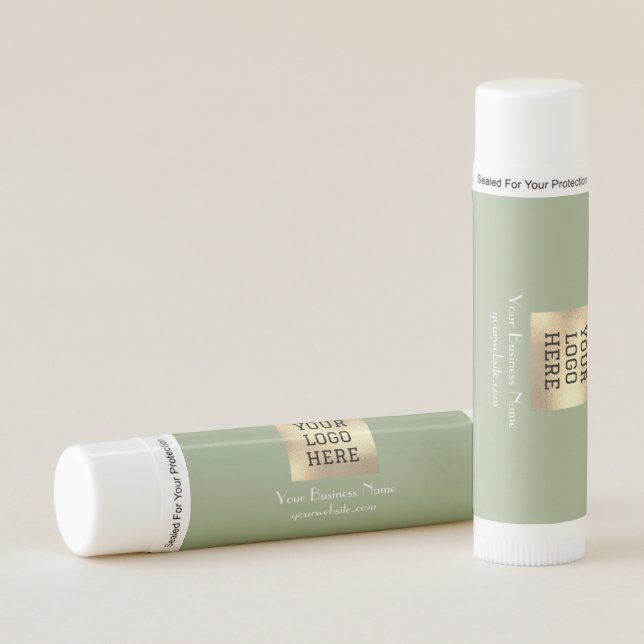 Modern Minimalist Sage Green Custom logo Modern Lip Balm (Front)
