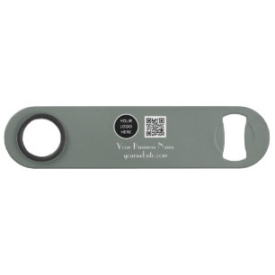Modern Minimalist Sage Green Custom logo QR Code Bar Key