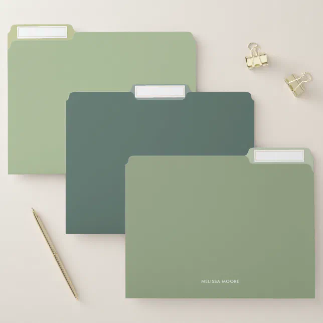 Modern Minimalist Sage Green Custom Text File Folder | Zazzle
