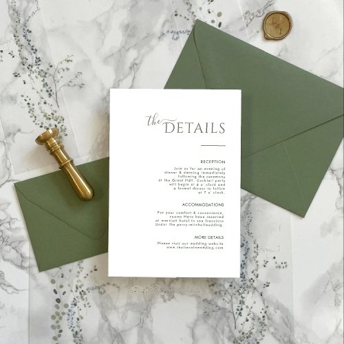 Modern Minimalist sage green Enclosure card