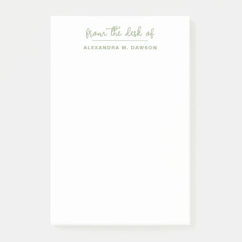 Modern Minimalist Sage Green From The Desk Of Post_it Notes