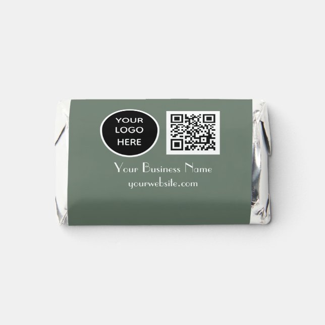 Modern Minimalist Sage Green logo QR Code Hershey's Miniatures (Front)