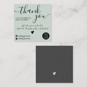 Modern minimalist sage green order thank you square business card