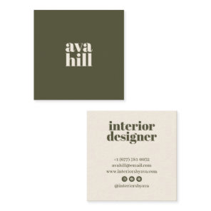 Modern Minimalist Sage Green Professional Logo Square Business Card
