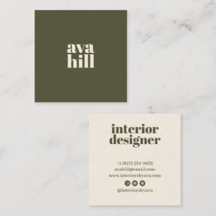 Modern Minimalist Sage Green Professional Logo Square Business Card