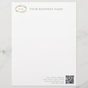 Modern Minimalist Sage Green QR Code Business Logo Letterhead