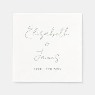 Modern Minimalist Sage Green Script Wedding Napkins