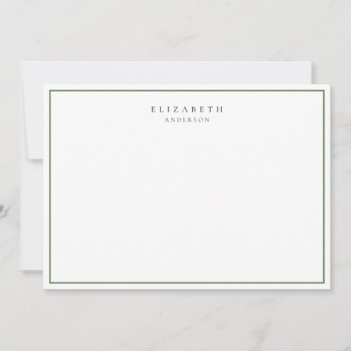 Modern Minimalist Sage Green Single Border     Note Card