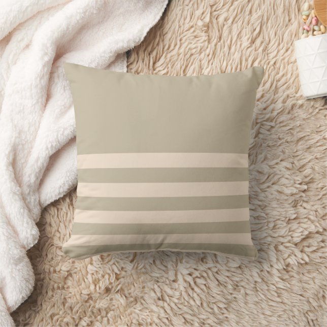 Modern Minimalist Sage Green Stripes Throw Pillow (Blanket)