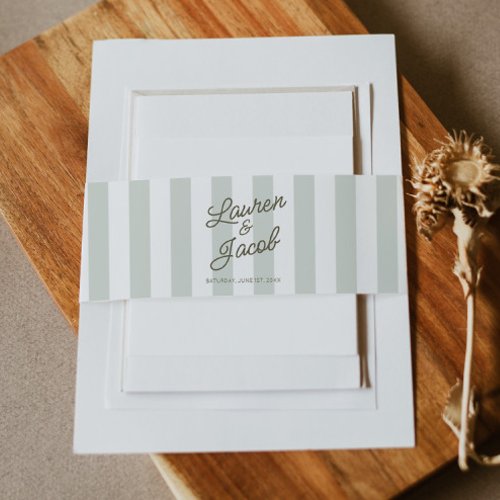 Modern Minimalist Sage Green Stripes Wedding