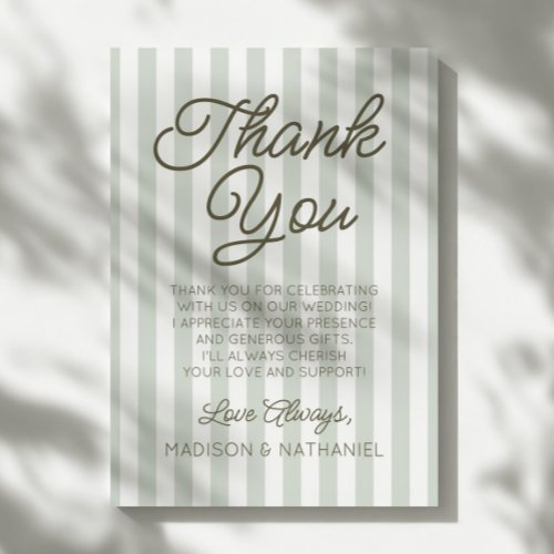 Modern Minimalist Sage Green Stripes Wedding