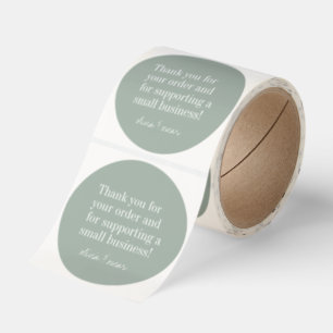 Modern Minimalist Sage Green Thank You Business Classic Round Sticker