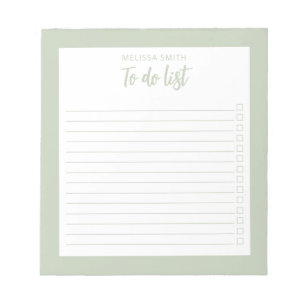 Modern Minimalist Sage Green To Do List Notepad